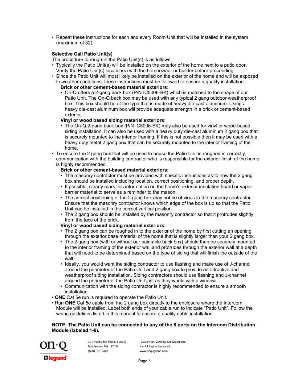 Legrand IC5400 User Manual | Page 9 / 26