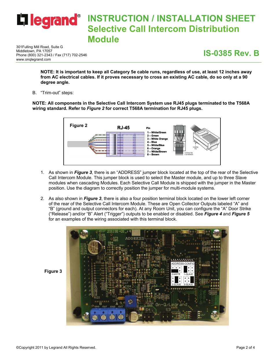 Is-0385 rev. b | Legrand IC5001 User Manual | Page 2 / 4