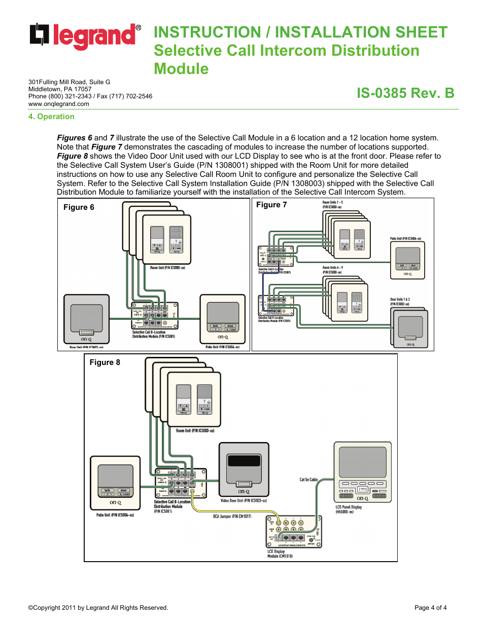 Is-0385 rev. b | Legrand IC5001 User Manual | Page 4 / 4