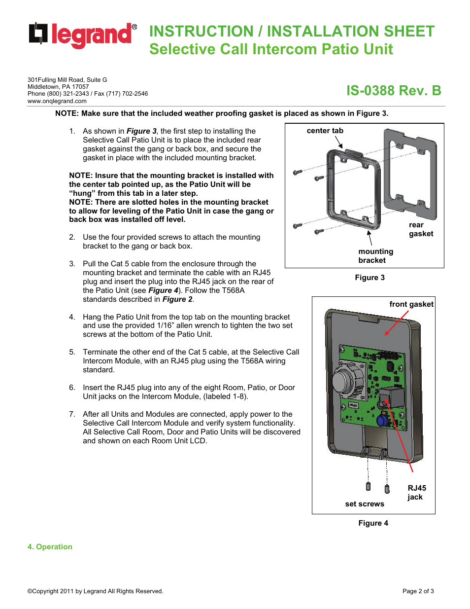 Is-0388 rev. b | Legrand IC5004-xx User Manual | Page 2 / 3