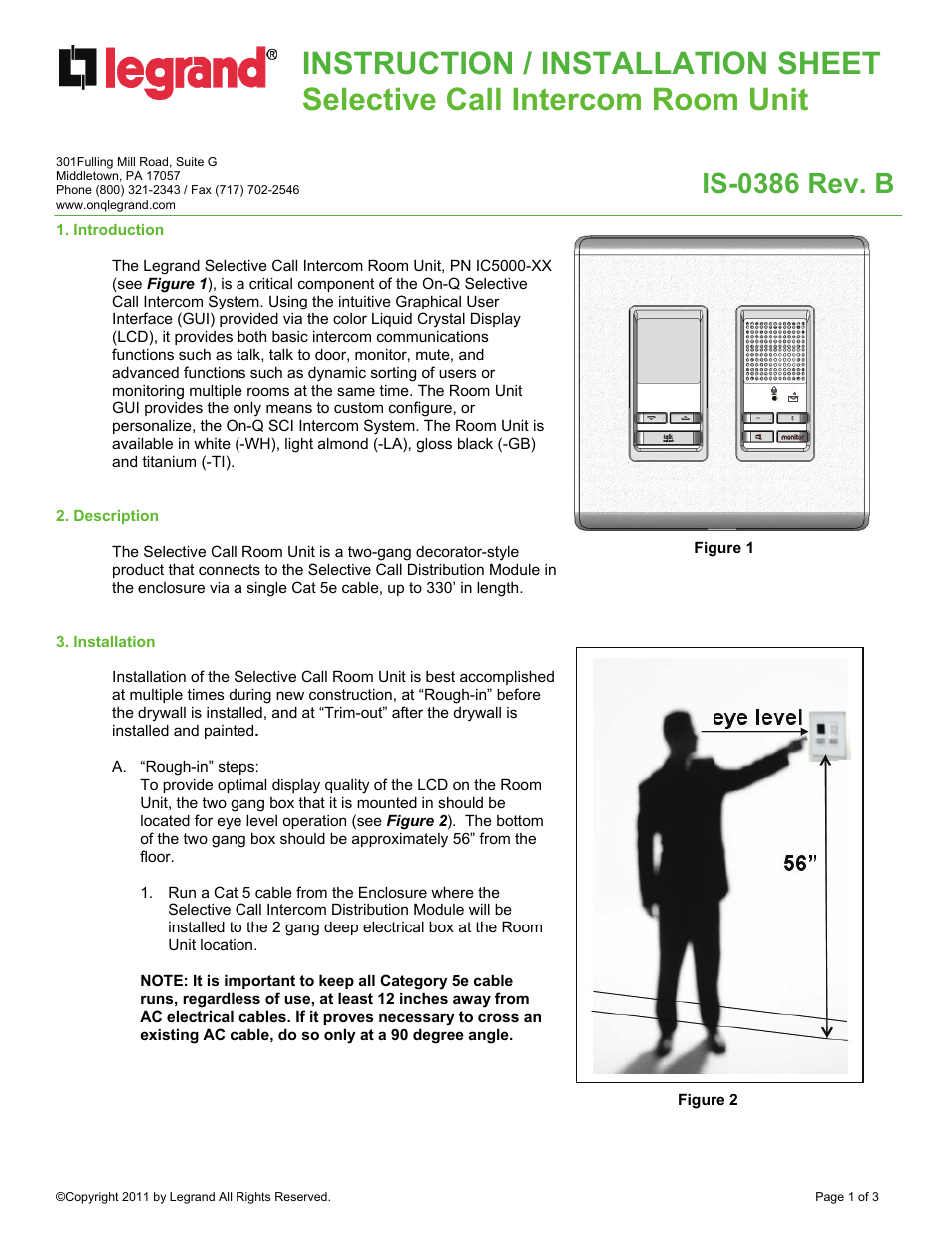 Legrand IC5000-xx User Manual | 3 pages