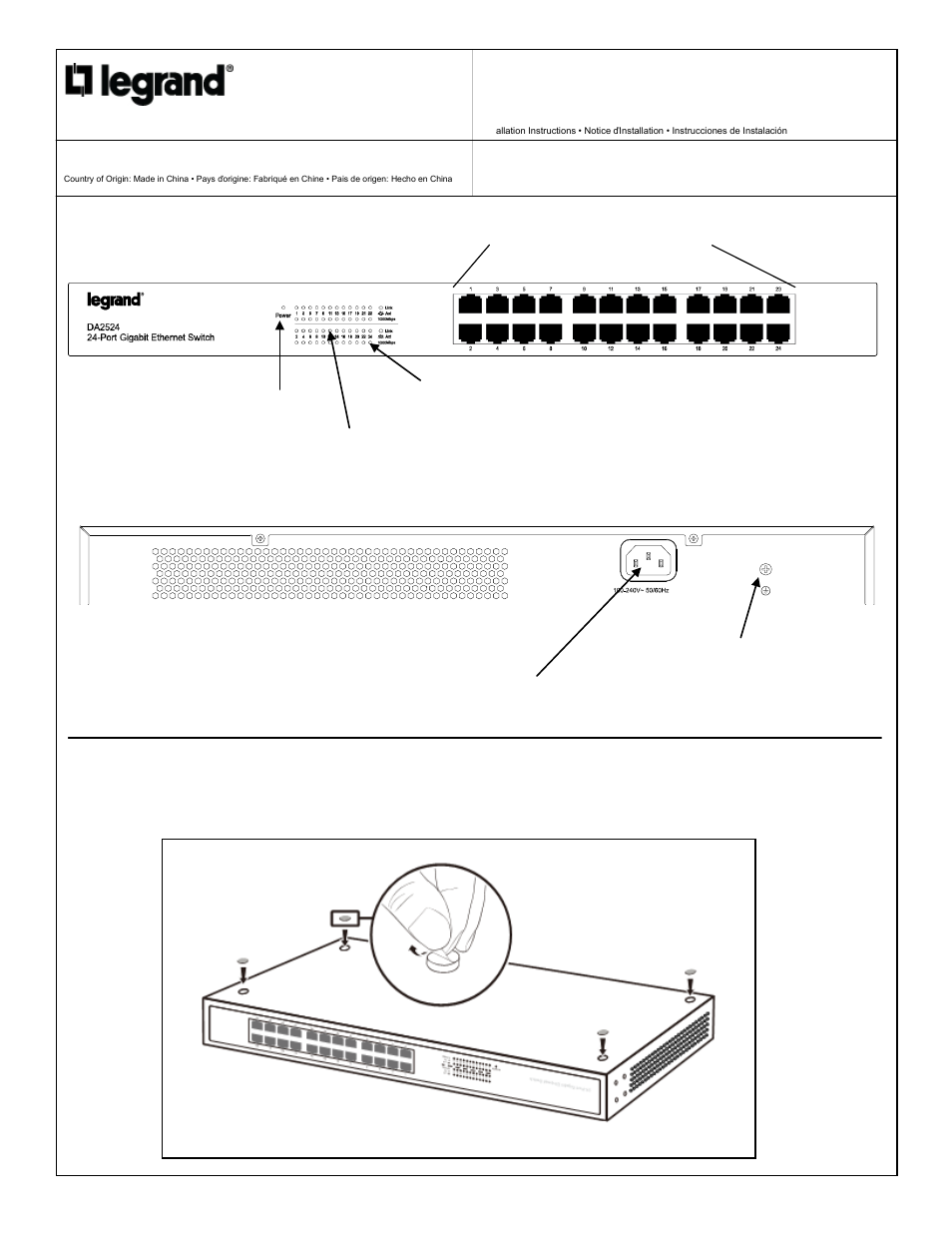 Legrand DA2524 User Manual | 2 pages