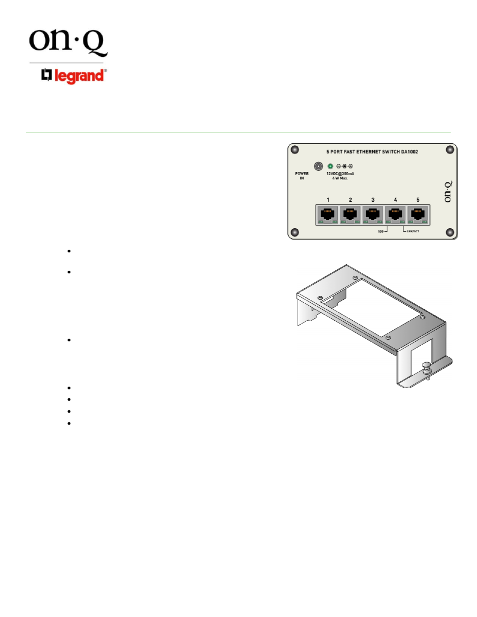 Legrand DA1002 User Manual | 2 pages