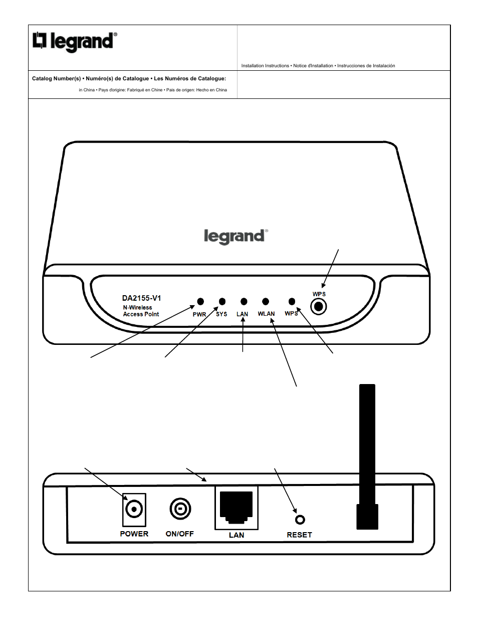 Legrand DA2155-V1 User Manual | 2 pages