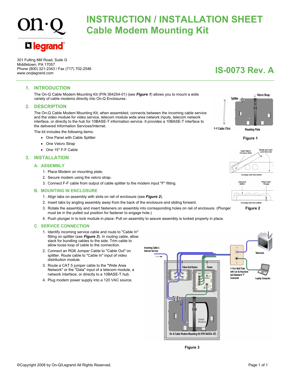 Legrand 364254-01 User Manual | 1 page