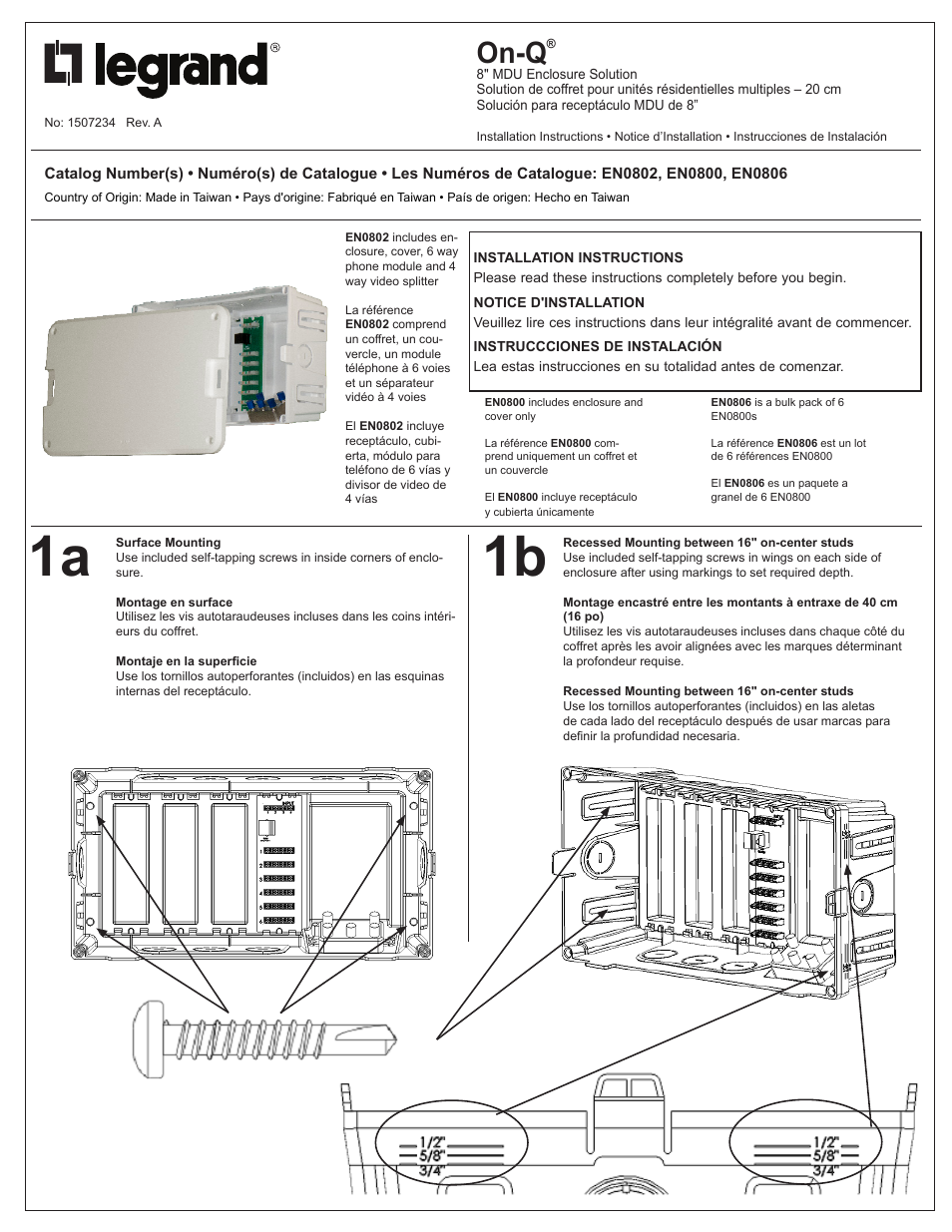 Legrand EN0800 User Manual | 2 pages