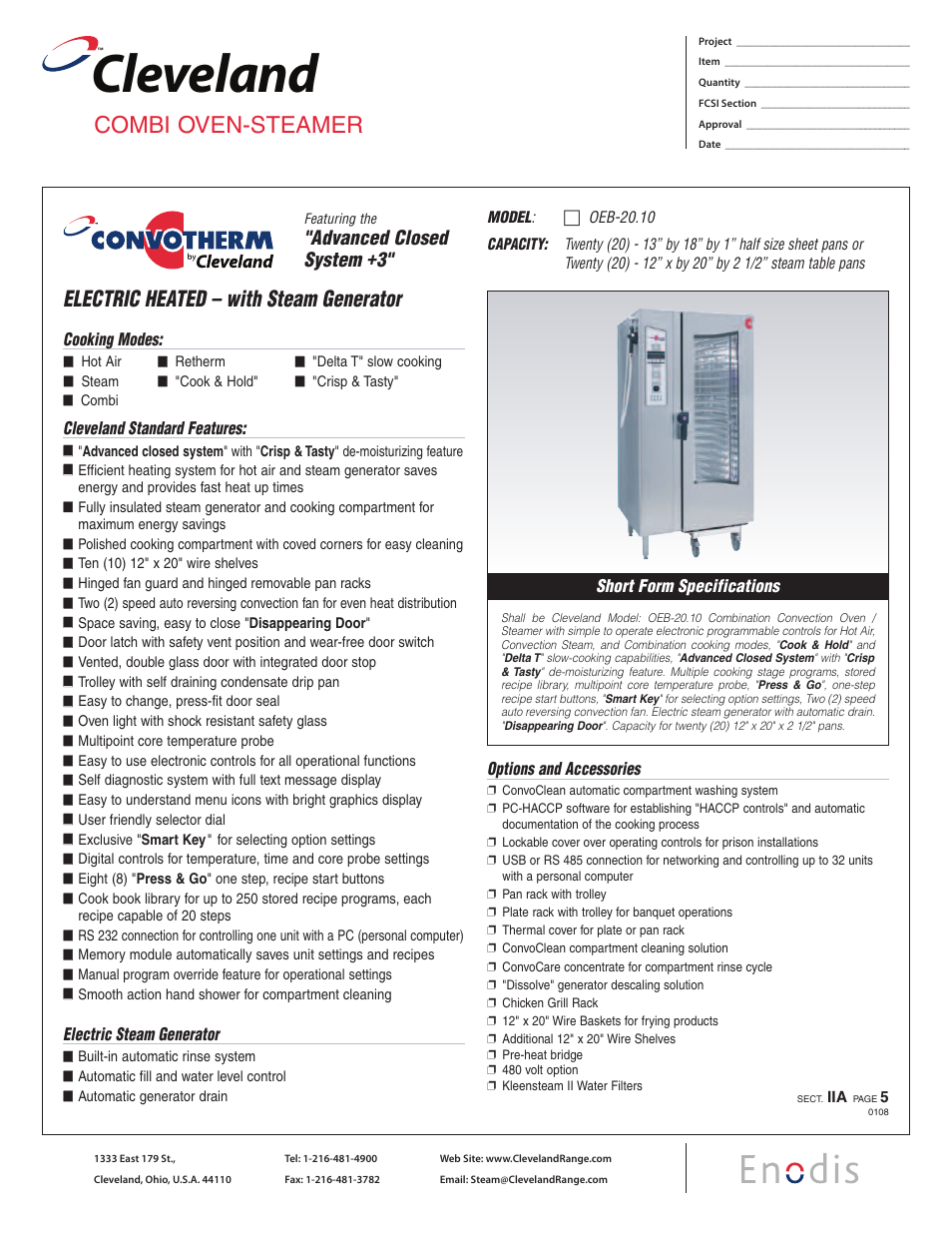 Cleveland Range Convotherm OEB-20.10 User Manual | 2 pages