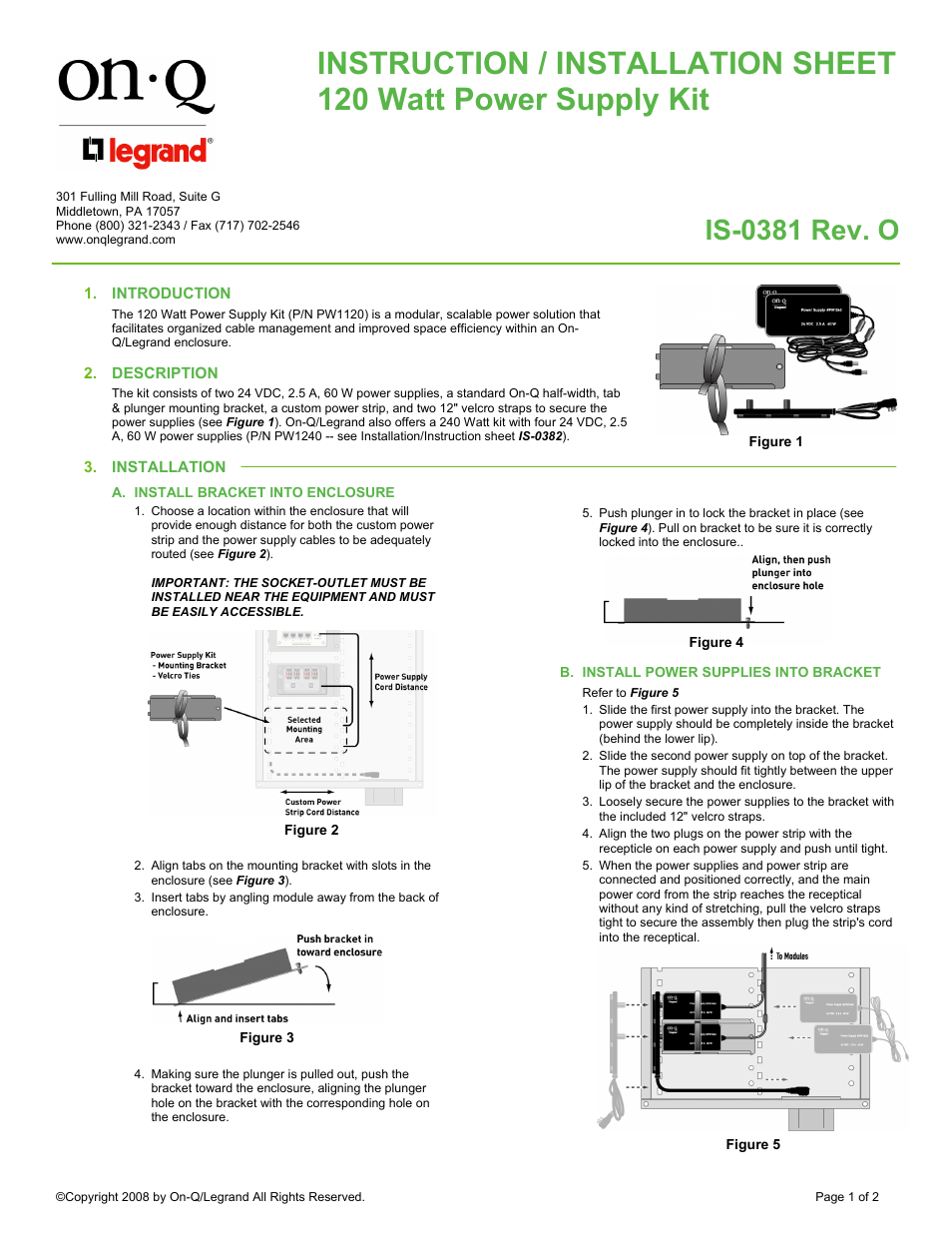 Legrand PW1120 User Manual | 2 pages