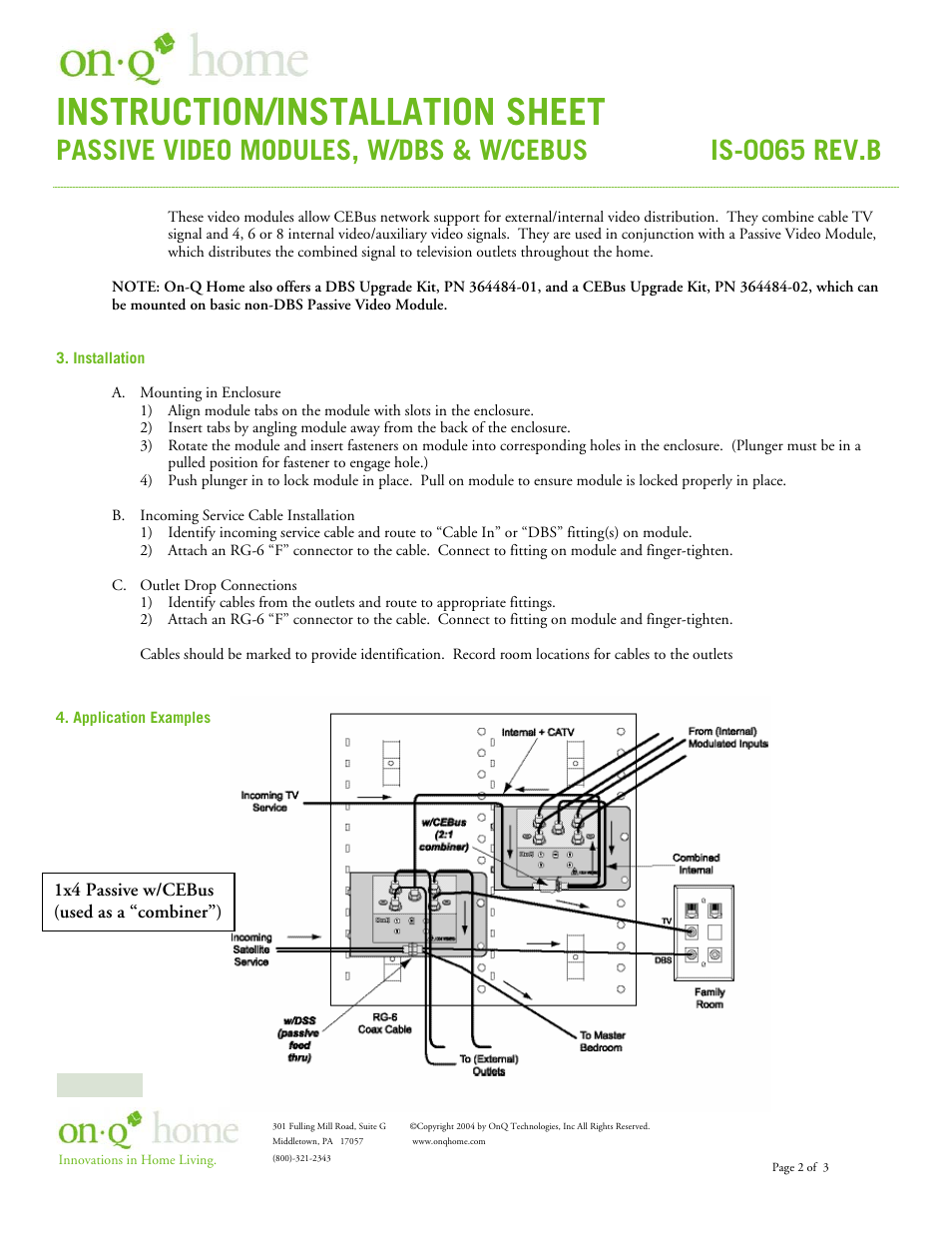 Instruction/installation sheet | Legrand 364647-11 User Manual | Page 2 / 3