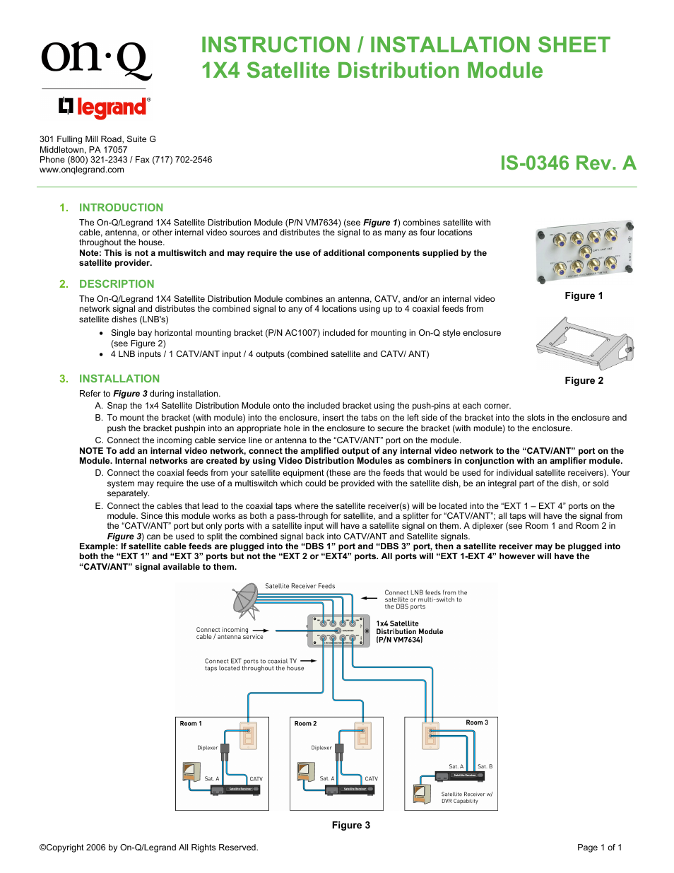 Legrand VM7634 User Manual | 1 page