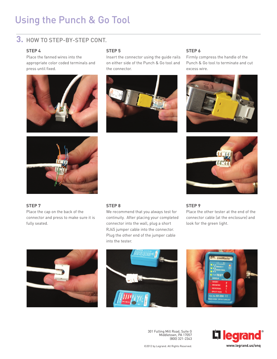 Using the punch & go tool, How to step-by-step cont | Legrand 363292-01 User Manual | Page 2 / 2