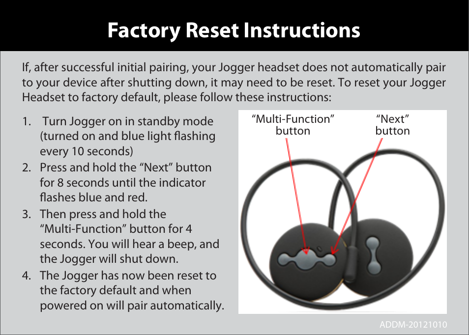LEI Electronics PLJOGBK Factory Reset User Manual | 1 page