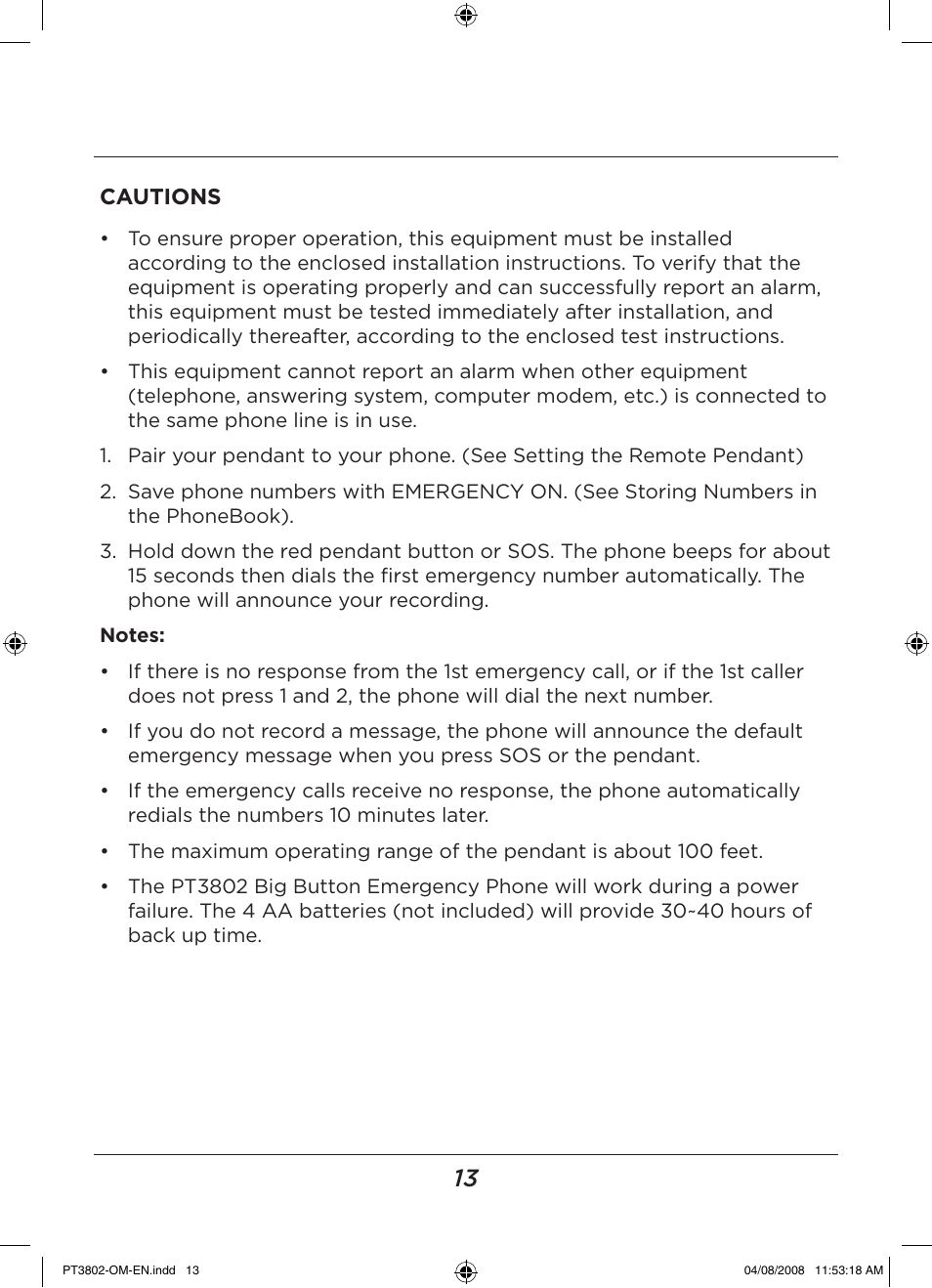 LEI Electronics PT3802 User Manual | Page 13 / 16