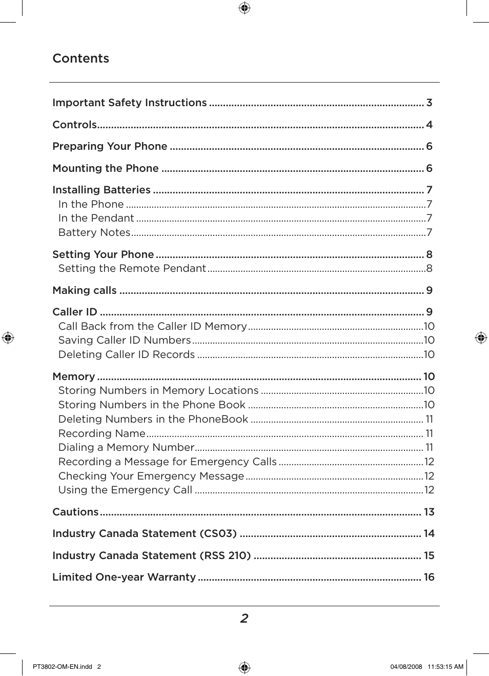 LEI Electronics PT3802 User Manual | Page 2 / 16