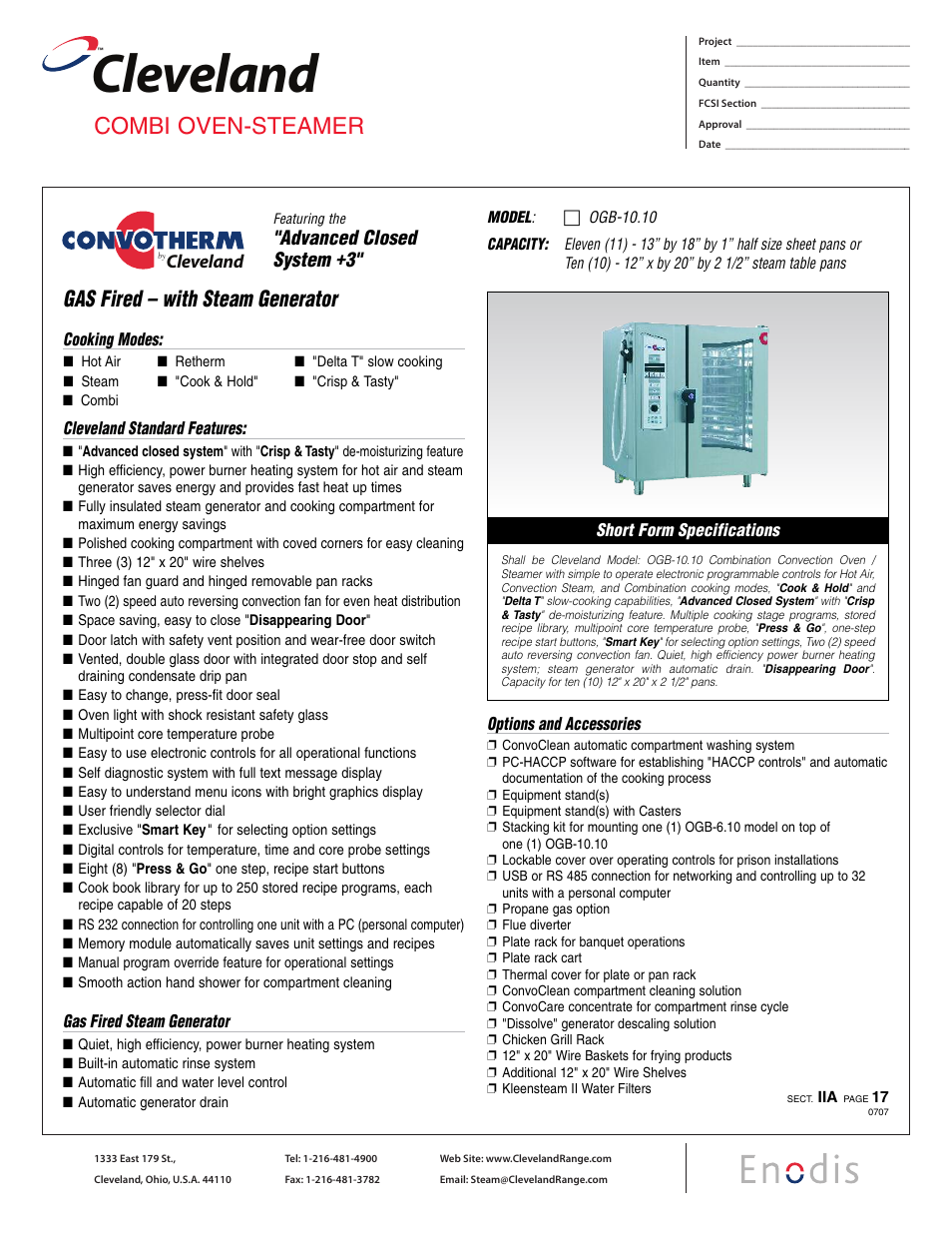 Cleveland Range Enodis OGB-10.10 User Manual | 2 pages