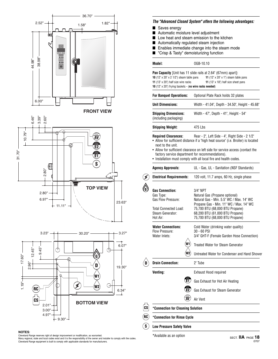 Oeb 10.10, Ogs 10.10 | Cleveland Range Enodis OGB-10.10 User Manual | Page 2 / 2