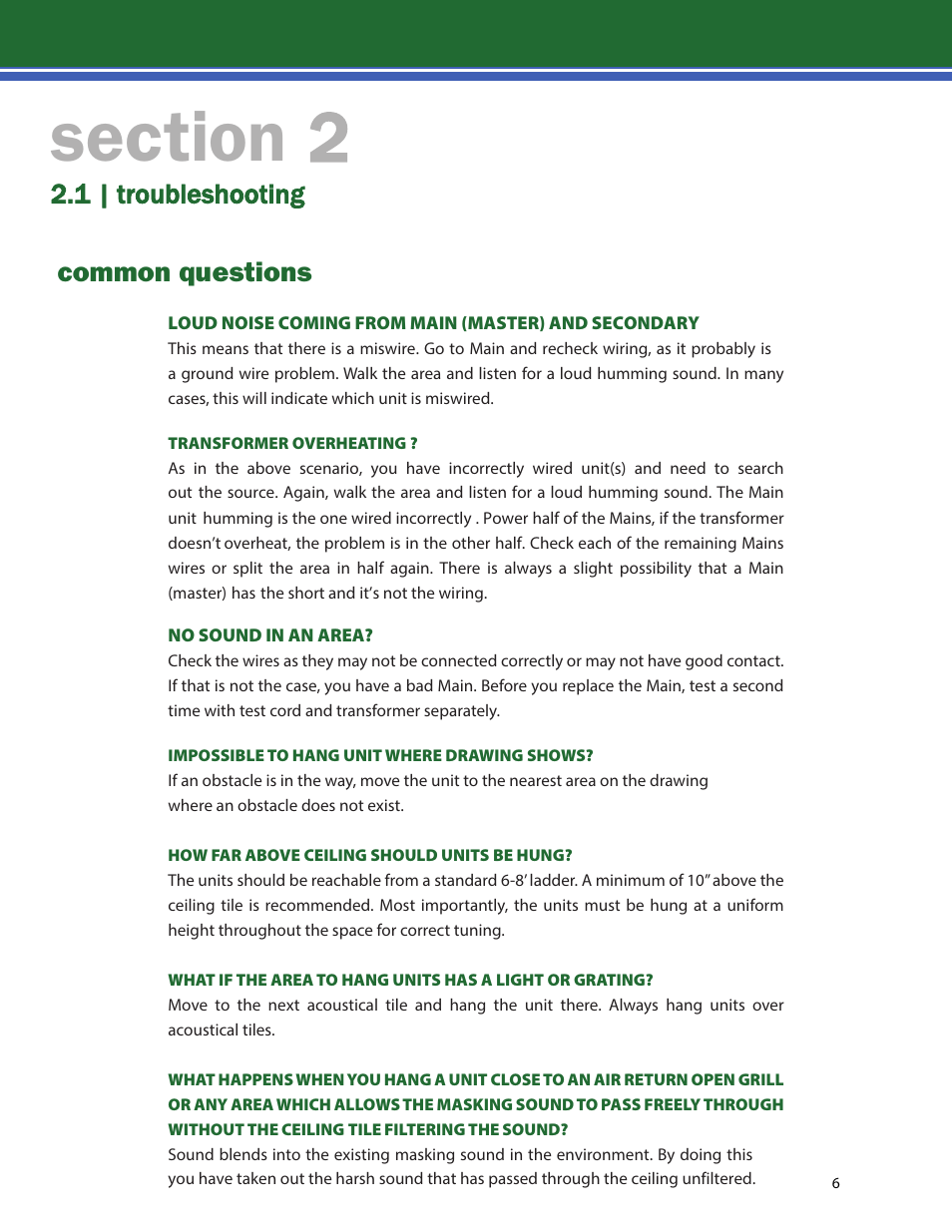 Common questions, 1 | troubleshooting | Lencore Spectra Classic: Installation and Operations Manual User Manual | Page 8 / 27