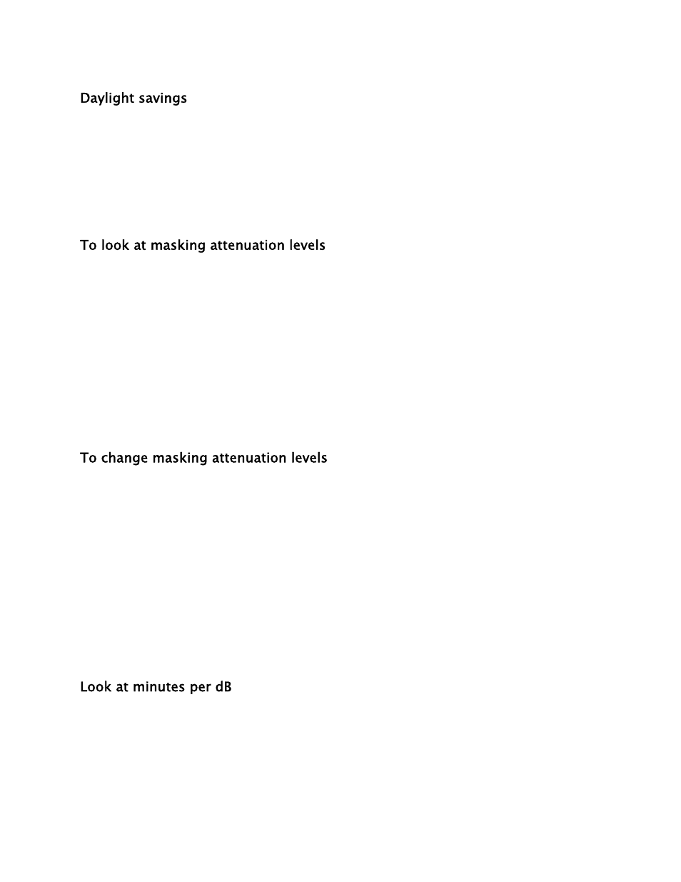 Daylight savings, To look at masking attenuation levels, To change masking attenuation levels | Look at minutes per db | Lencore Spectra Classic: LP-2 User Manual | Page 7 / 17