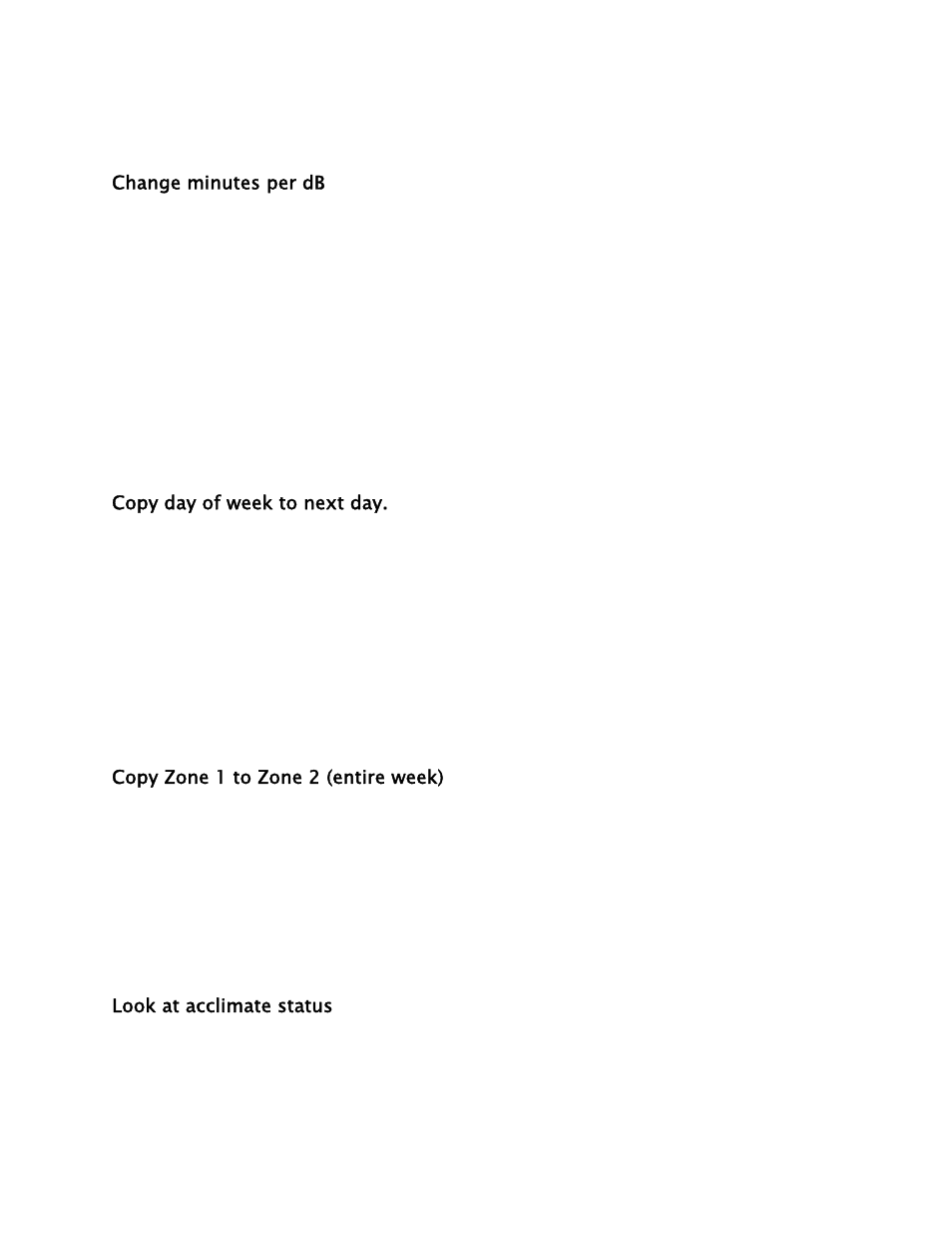 Change minutes per db, Look at acclimate status | Lencore Spectra Classic: LP-2 User Manual | Page 8 / 17