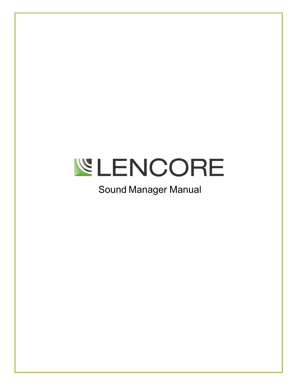 Lencore Spectra i.Net: Sound Manager User Manual | 55 pages