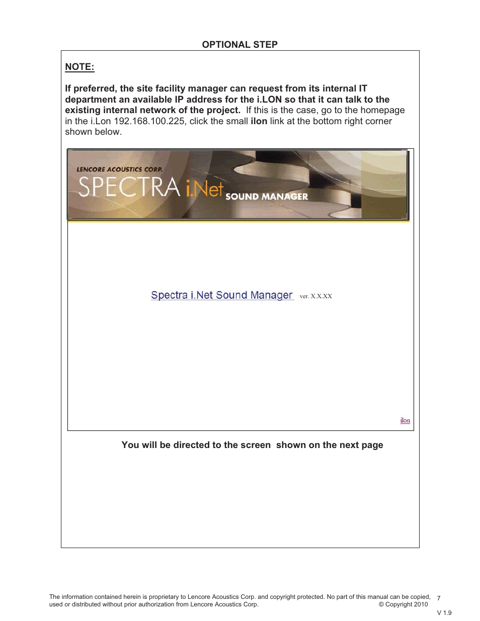 Lencore Spectra i.Net: Sound Manager User Manual | Page 10 / 55