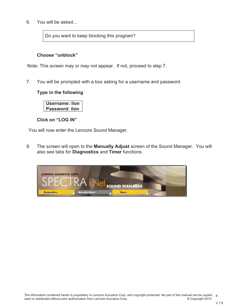 Lencore Spectra i.Net: Sound Manager User Manual | Page 9 / 55
