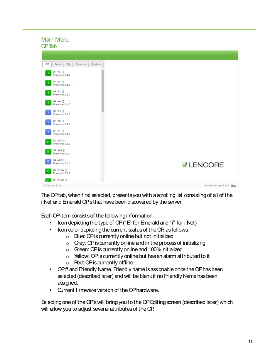 Lencore Spectra i.Net: Sound Manager 2.0 User Manual | Page 12 / 44