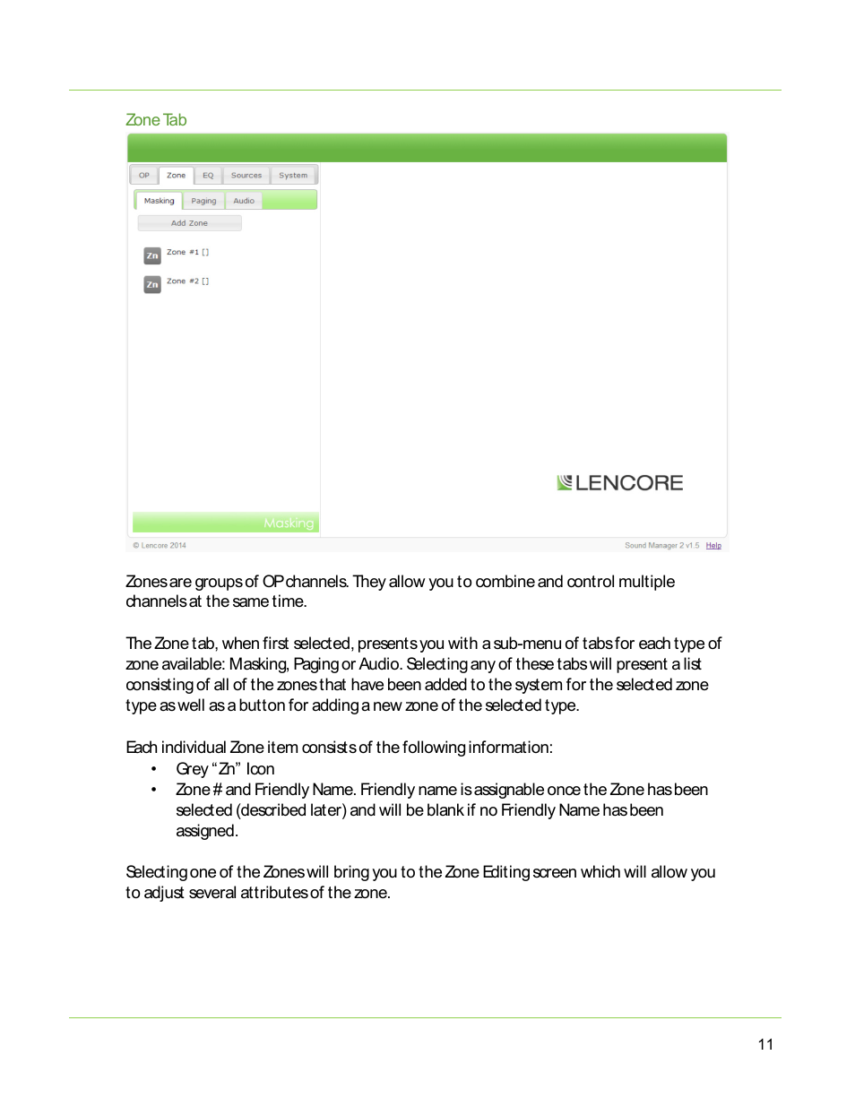 Lencore Spectra i.Net: Sound Manager 2.0 User Manual | Page 13 / 44