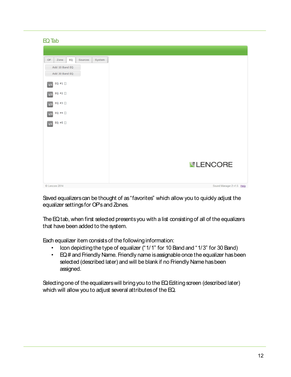 Lencore Spectra i.Net: Sound Manager 2.0 User Manual | Page 14 / 44