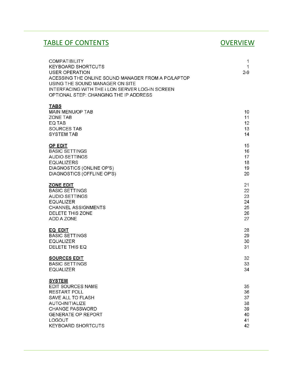 Lencore Spectra i.Net: Sound Manager 2.0 User Manual | Page 2 / 44