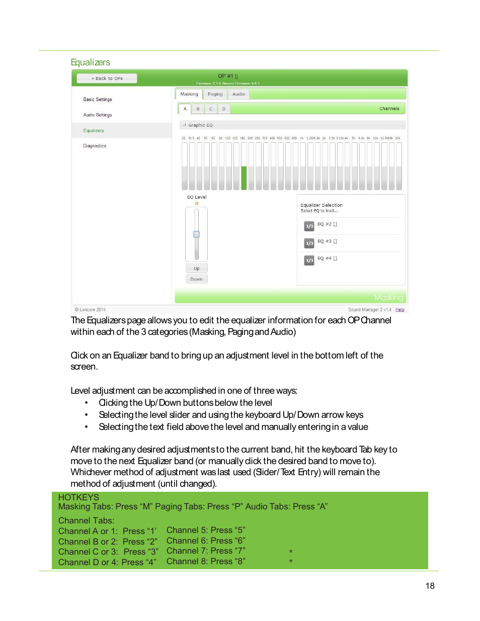 Lencore Spectra i.Net: Sound Manager 2.0 User Manual | Page 20 / 44