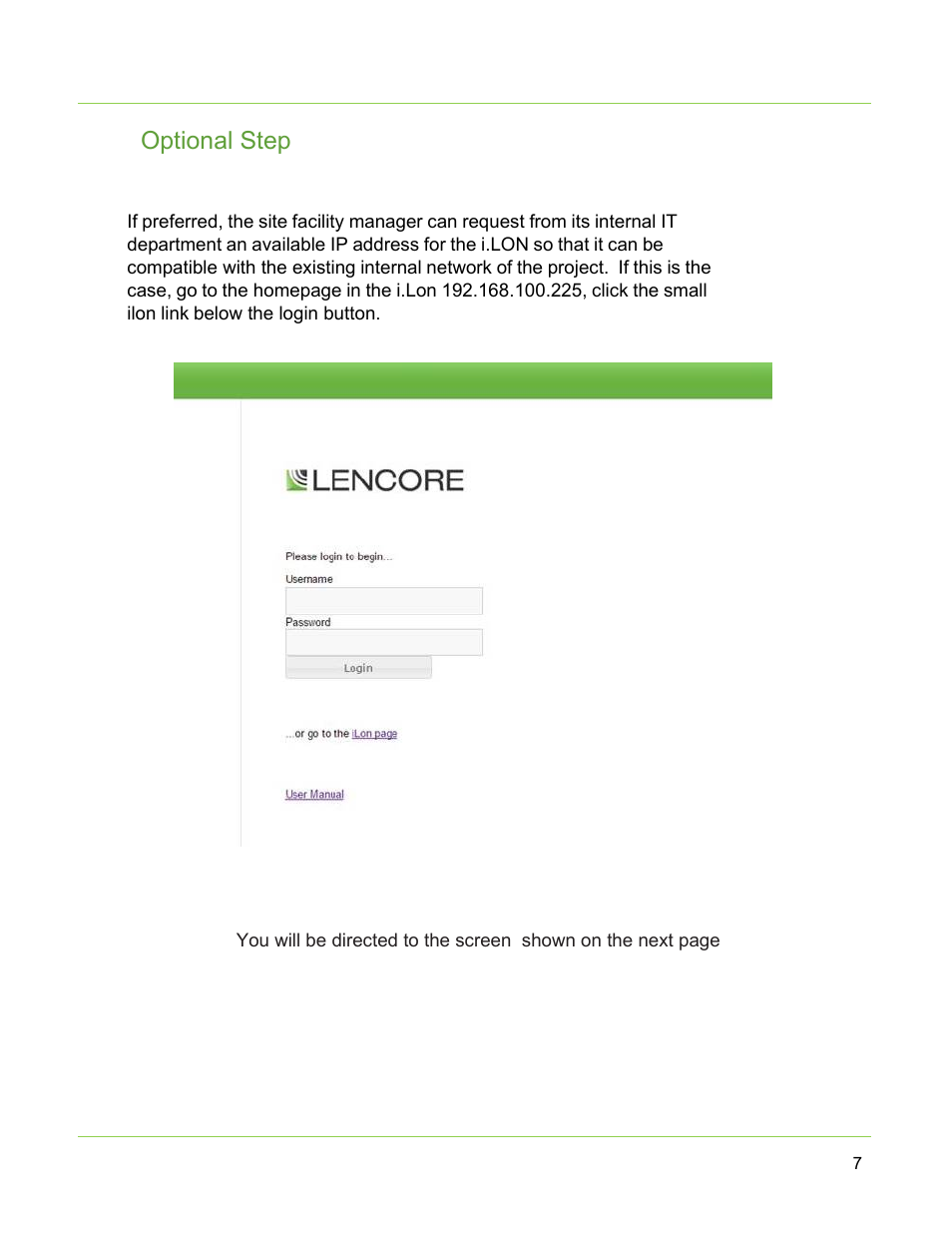 Optional step | Lencore Spectra i.Net: Sound Manager 2.0 User Manual | Page 9 / 44