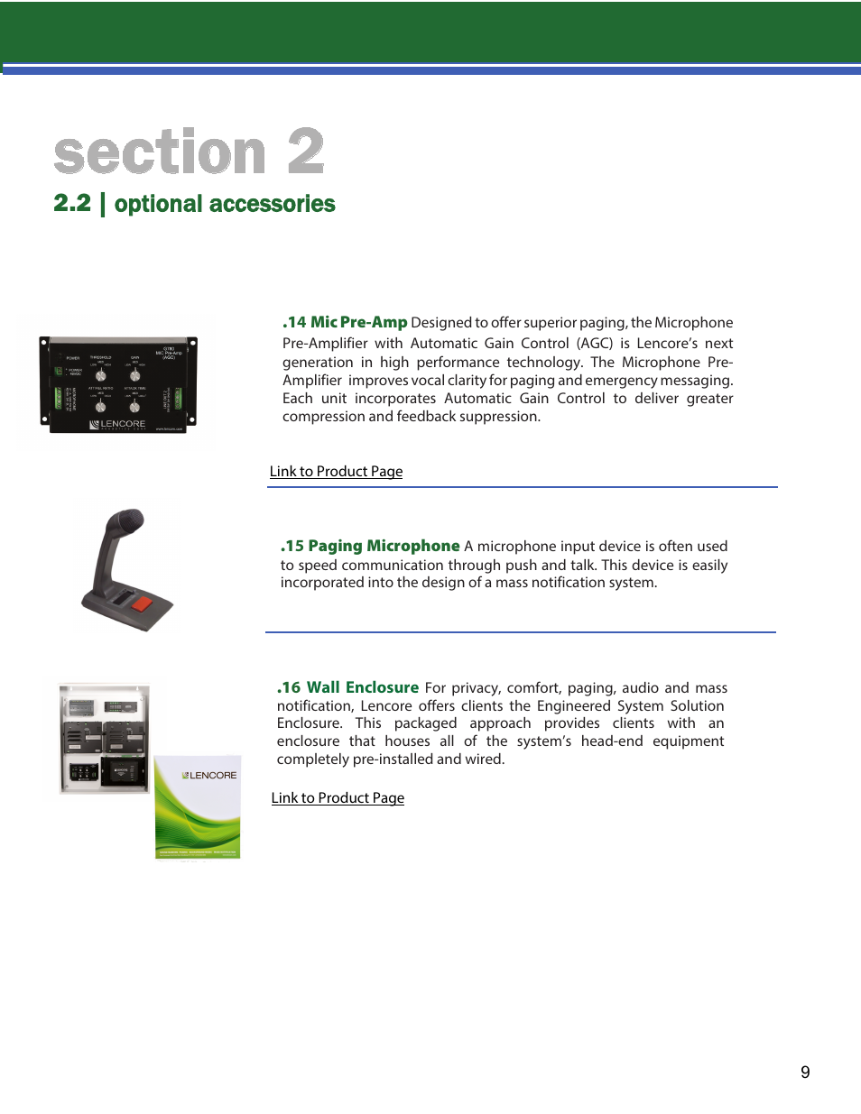 2 | optional accessories | Lencore Spectra i.Net: Installation and Operations Manual User Manual | Page 13 / 58