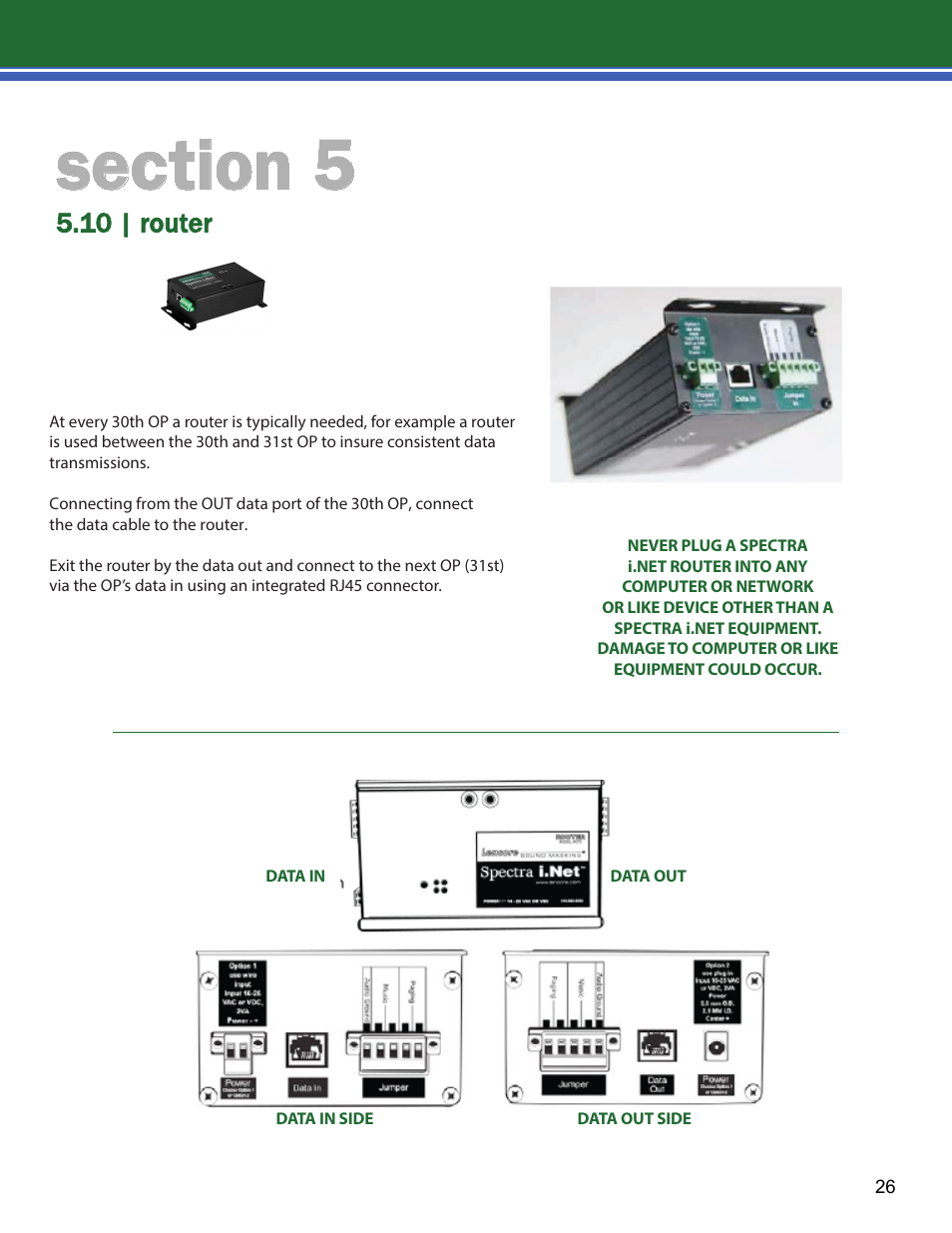 10 | router | Lencore Spectra i.Net: Installation and Operations Manual User Manual | Page 30 / 58