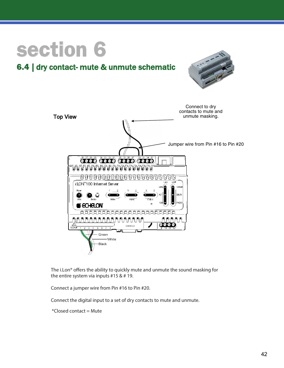 4 | dry contact- mute & unmute schematic | Lencore Spectra i.Net: Installation and Operations Manual User Manual | Page 46 / 58