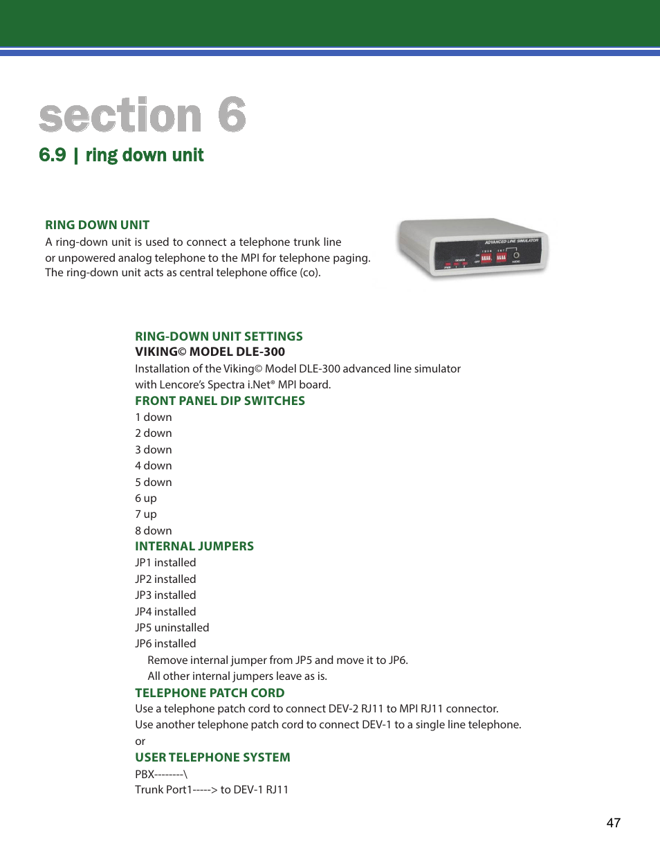 9 | ring down unit | Lencore Spectra i.Net: Installation and Operations Manual User Manual | Page 51 / 58