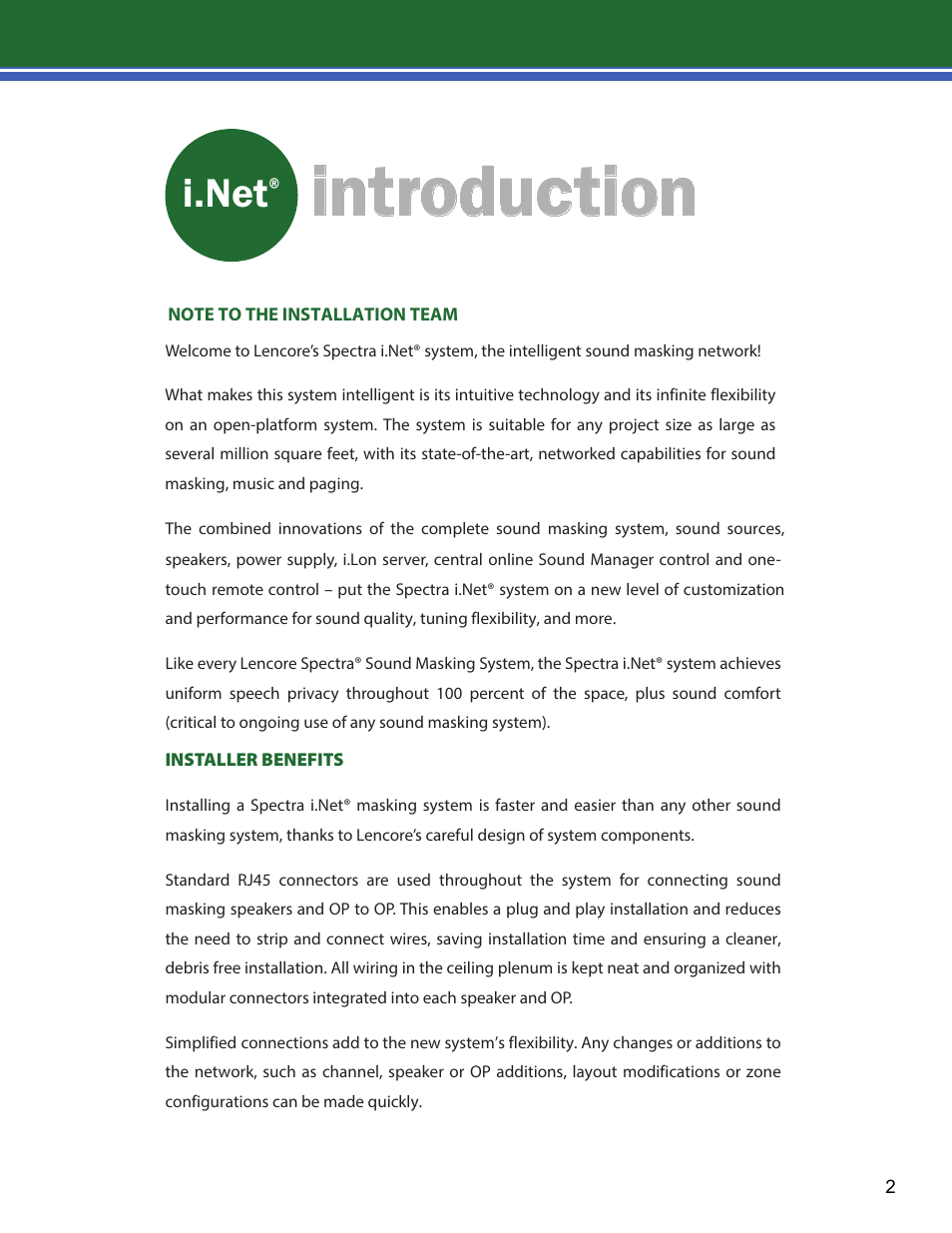 Introduction | Lencore Spectra i.Net: Installation and Operations Manual User Manual | Page 6 / 58