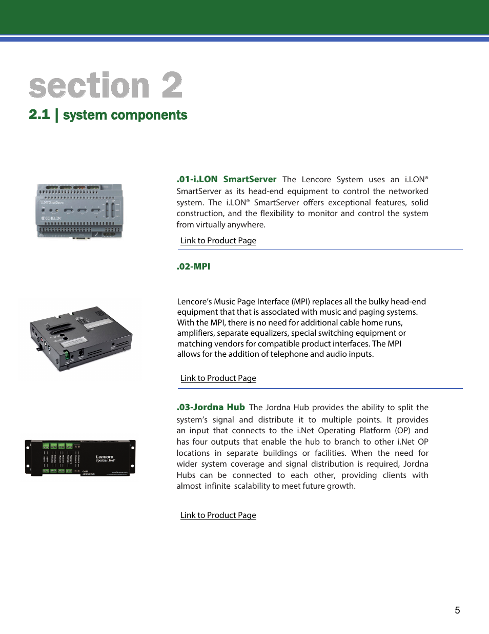 1 | system components | Lencore Spectra i.Net: Installation and Operations Manual User Manual | Page 9 / 58
