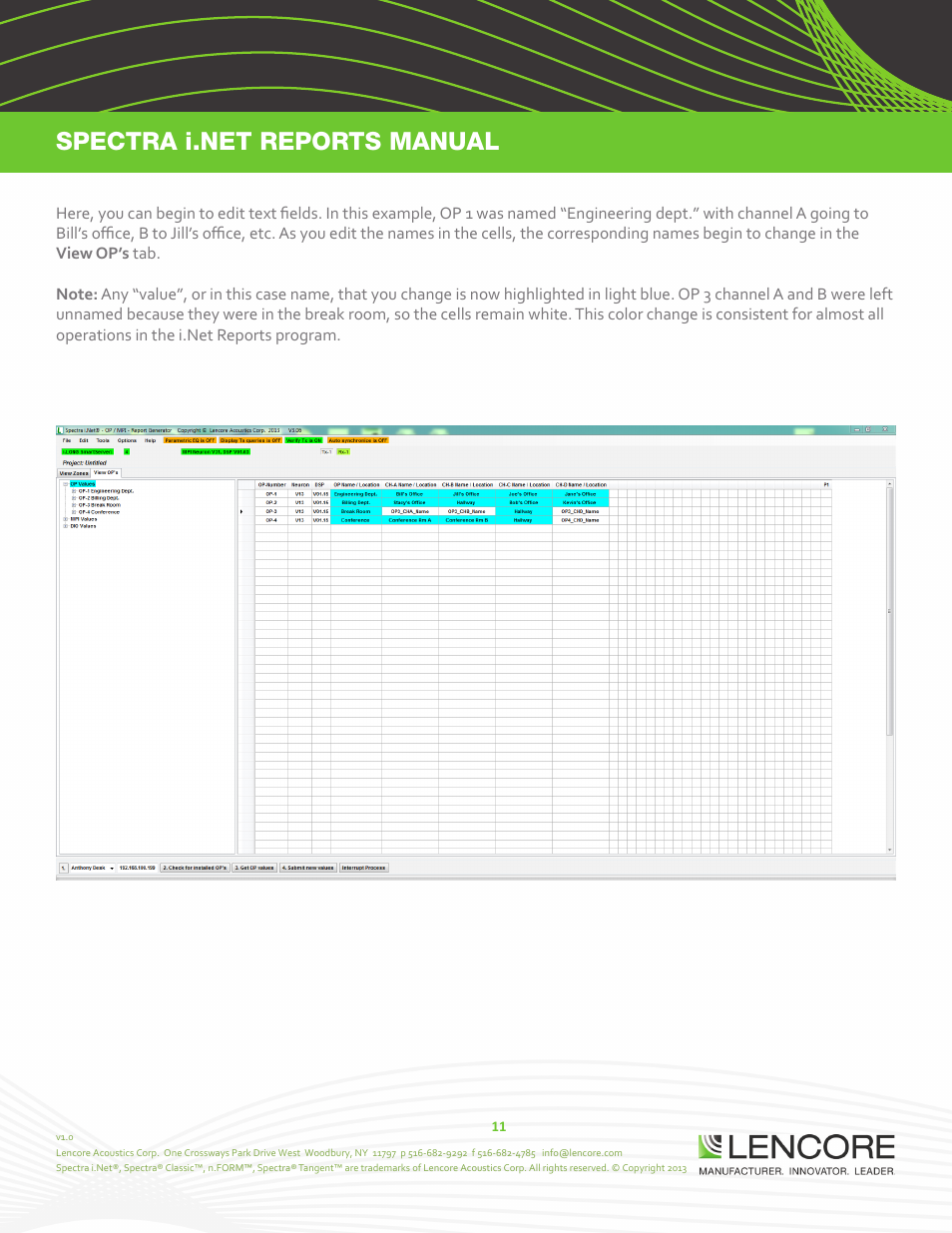 Lencore Spectra i.Net: Reports User Manual User Manual | Page 12 / 38