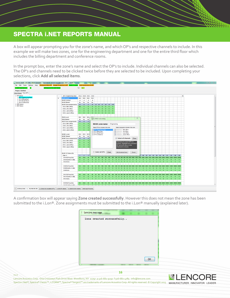 Lencore Spectra i.Net: Reports User Manual User Manual | Page 17 / 38