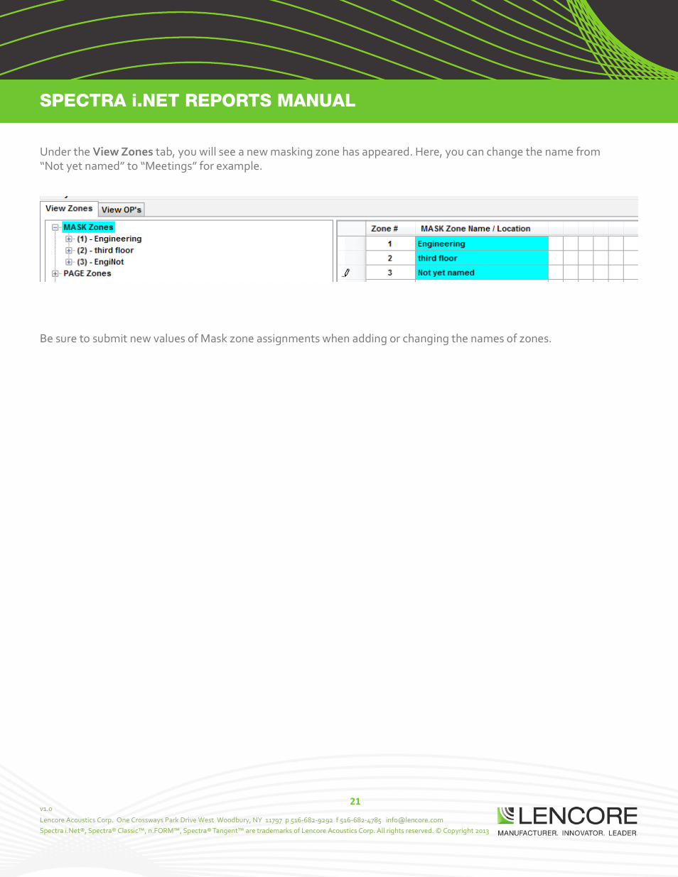Lencore Spectra i.Net: Reports User Manual User Manual | Page 22 / 38