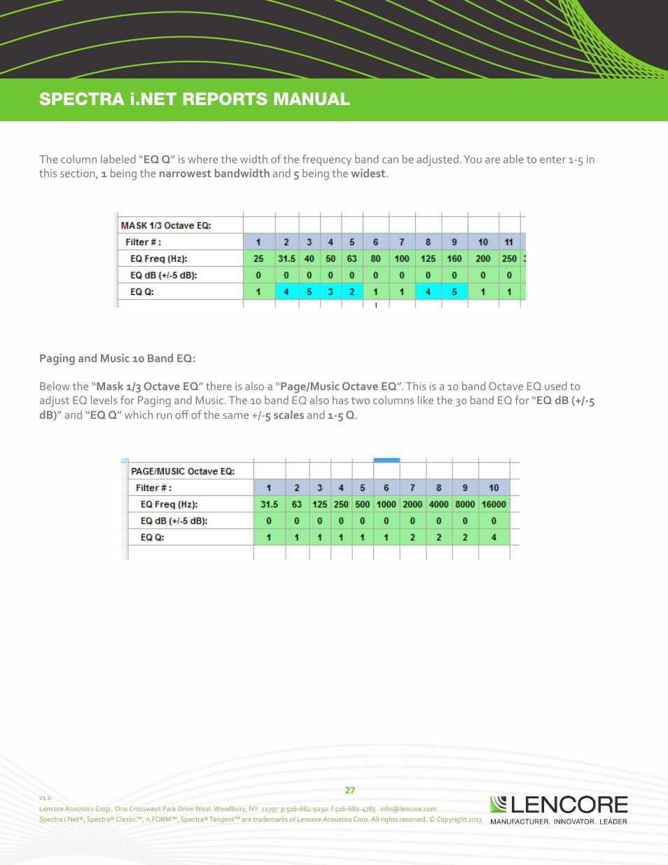 Lencore Spectra i.Net: Reports User Manual User Manual | Page 28 / 38