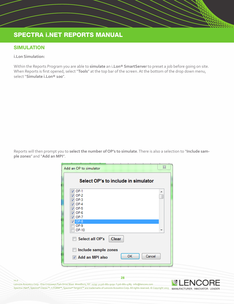 Lencore Spectra i.Net: Reports User Manual User Manual | Page 29 / 38