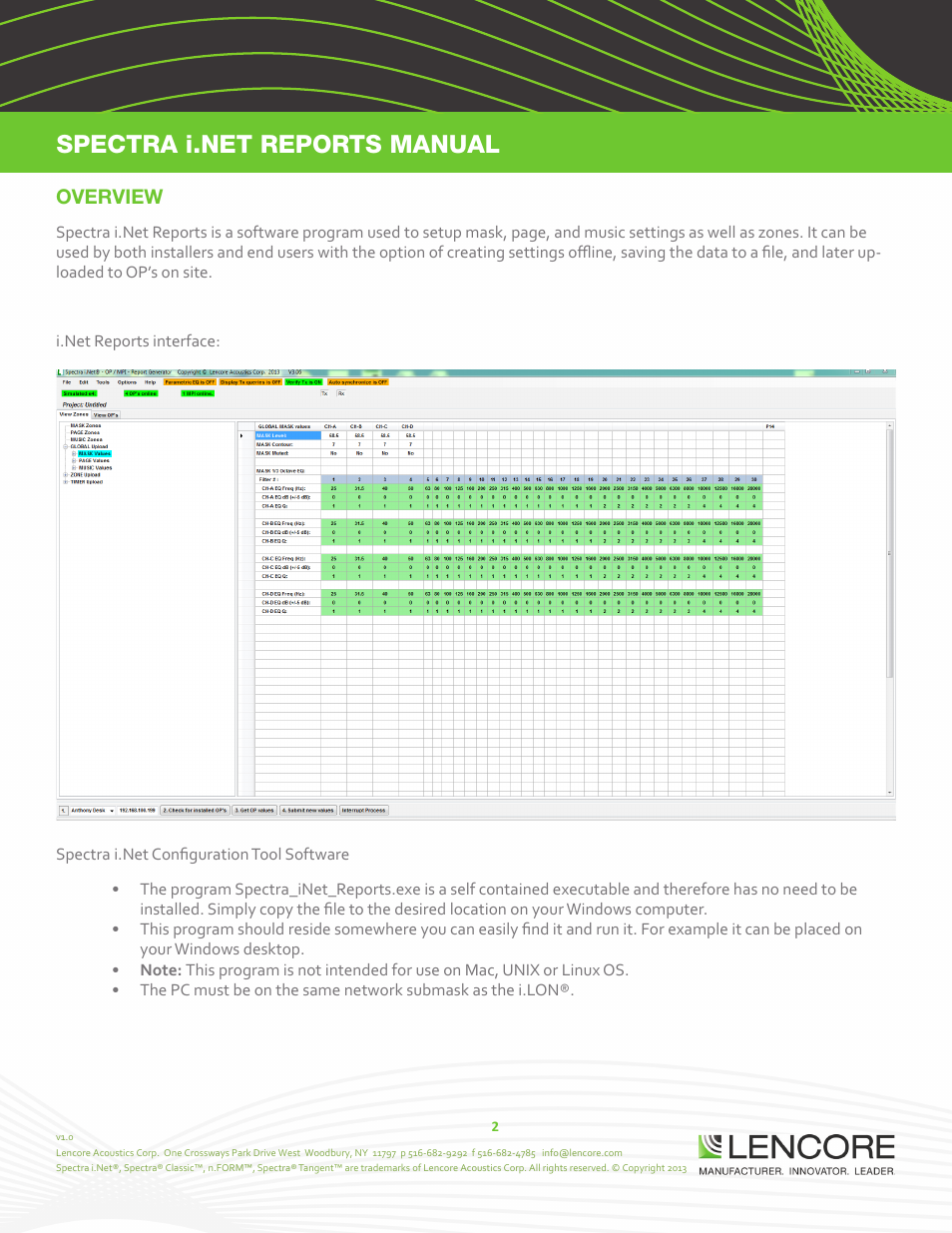 Lencore Spectra i.Net: Reports User Manual User Manual | Page 3 / 38