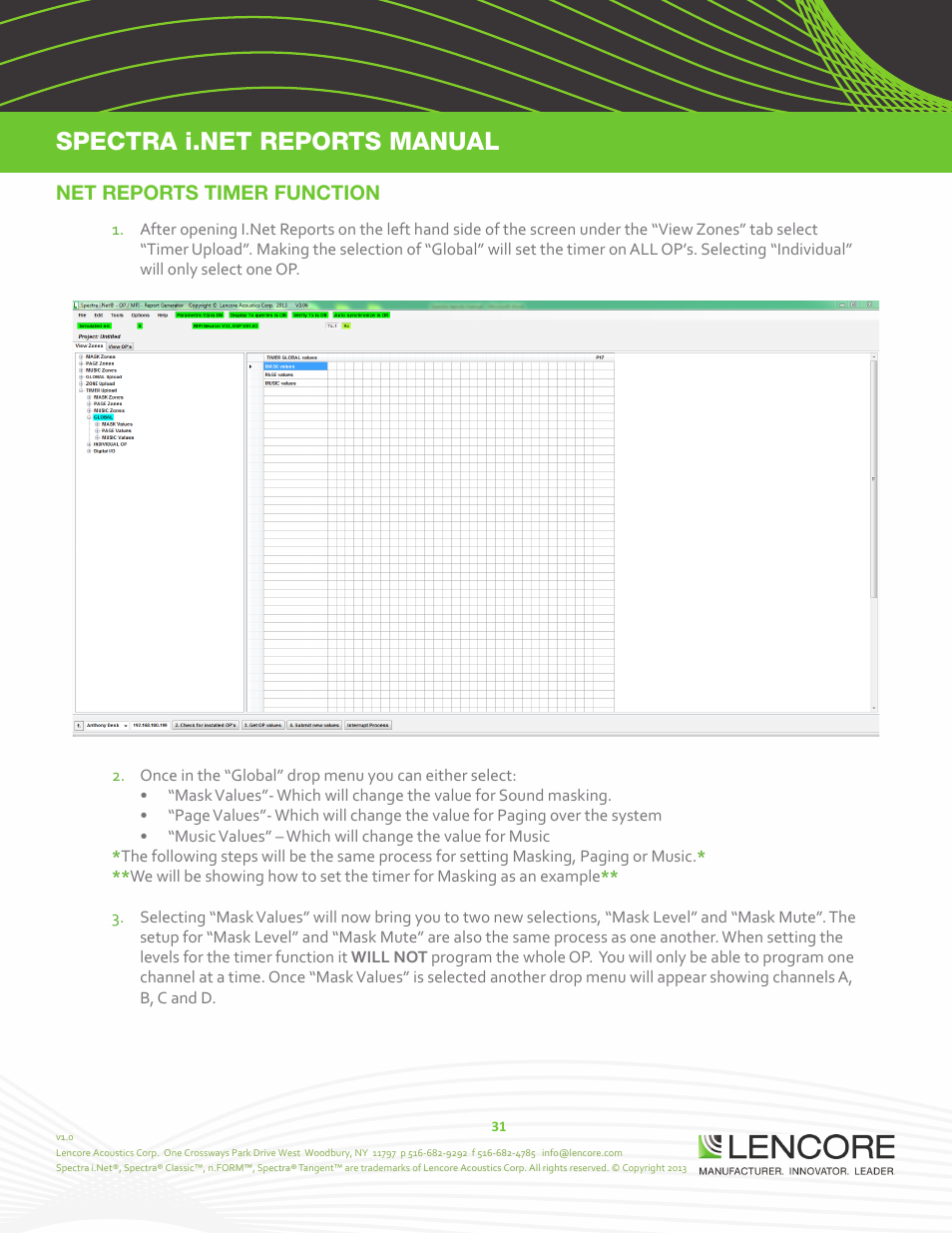Lencore Spectra i.Net: Reports User Manual User Manual | Page 32 / 38