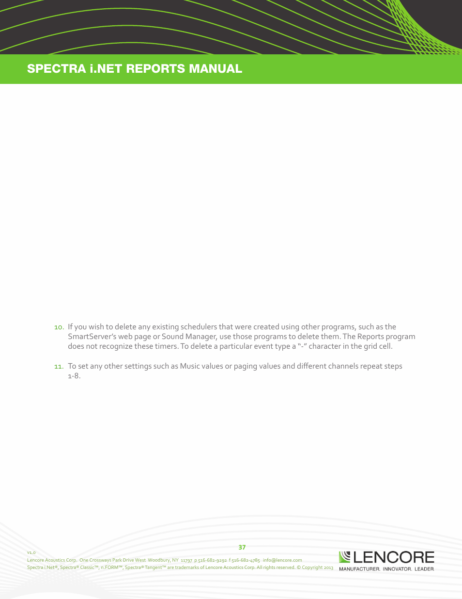 Lencore Spectra i.Net: Reports User Manual User Manual | Page 38 / 38