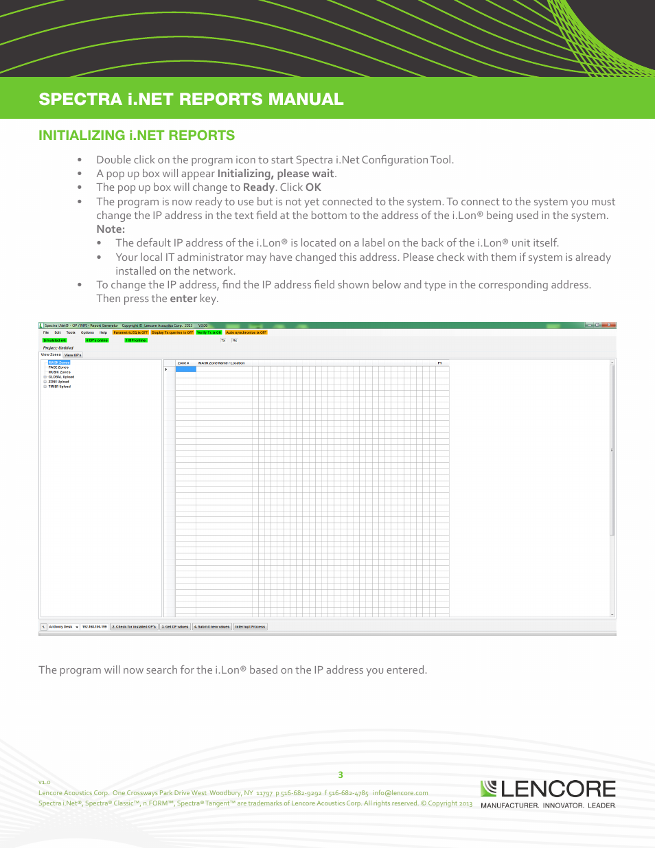 Lencore Spectra i.Net: Reports User Manual User Manual | Page 4 / 38