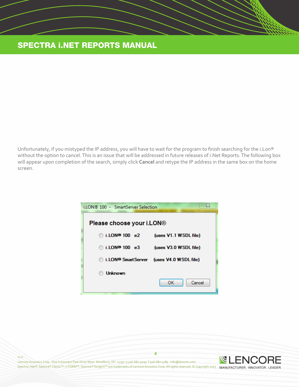 Lencore Spectra i.Net: Reports User Manual User Manual | Page 5 / 38