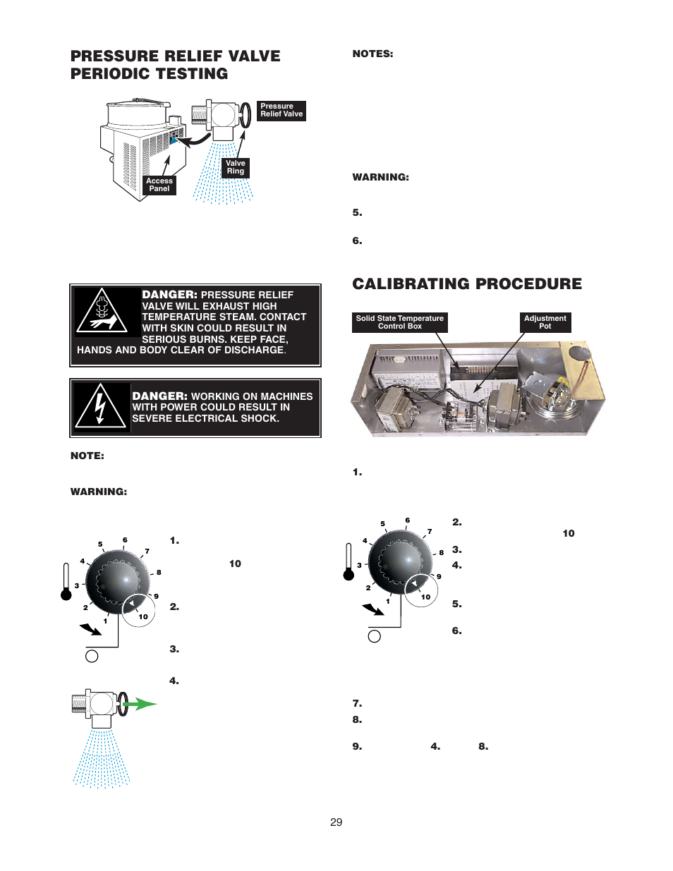 Pressure relief valve periodic testing, Calibrating procedure | Cleveland Range KGL-60-T User Manual | Page 32 / 42