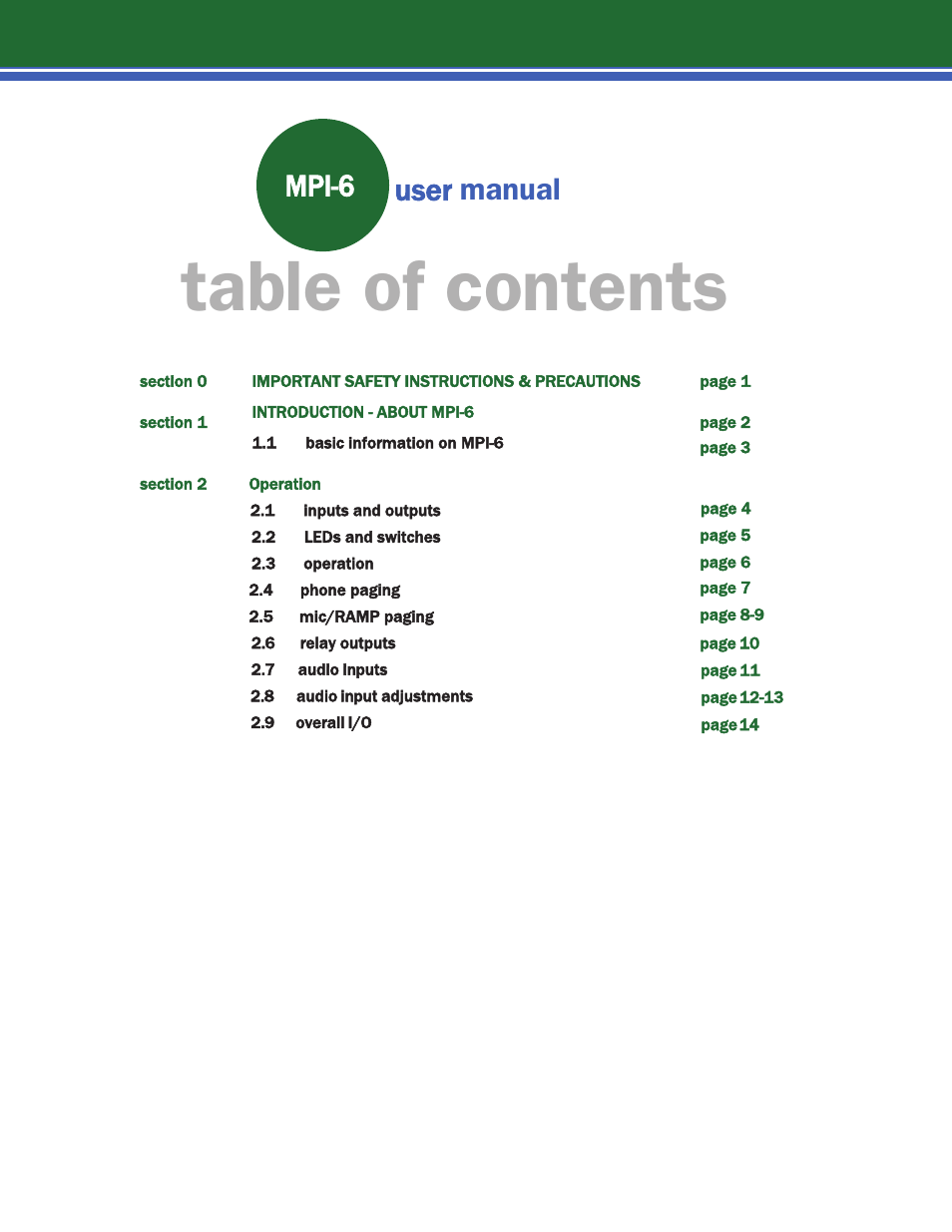 Lencore n.Form: MPI-6 User Manual | Page 2 / 17